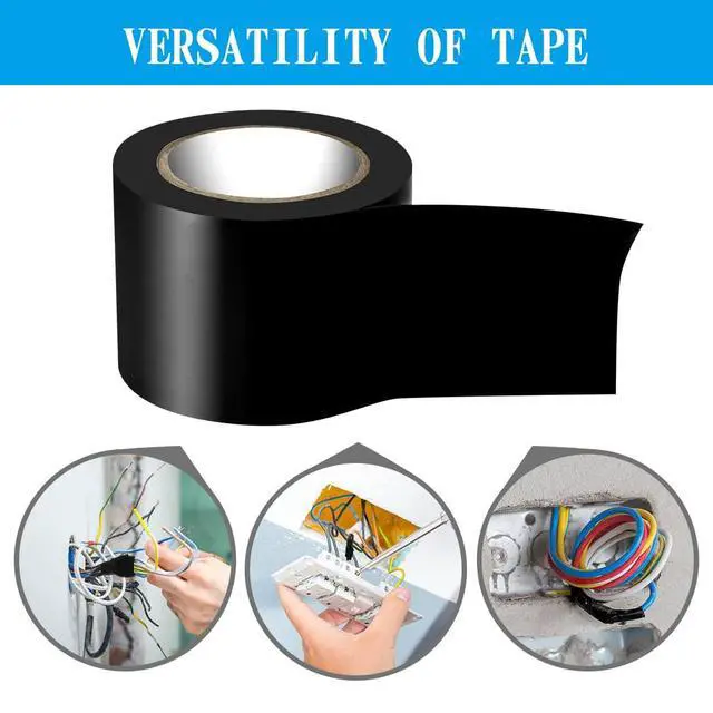 Alt view image 5 of 7 - 2 Rolls Electrical Tape 2 Inch PVC Waterproof Repair Insulation Tape Roll Black Colored, for Outdoor Pipes or Windows in Winter Cold Weather, Self Adhesive Garage Door Workshop Tool Bag