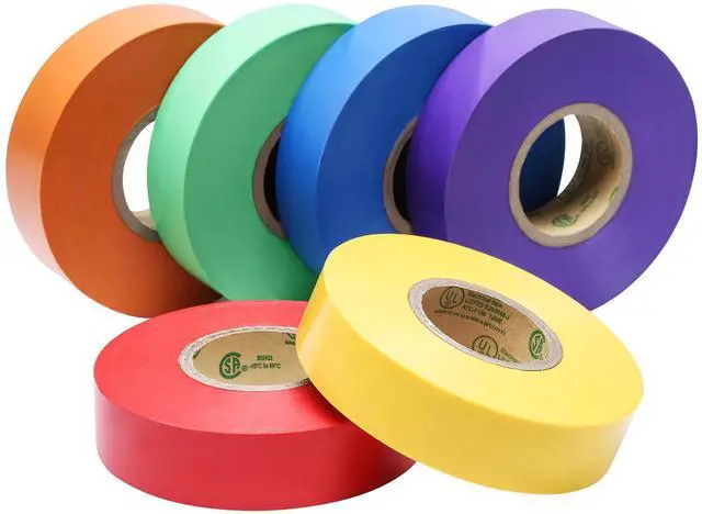 Main image of 6 Pack Colored Electrical Tape Waterproof, 3/4 in x 66ft, UL/CSA | 6 Colors, High-temperature Resistant, Super Vinyl, Rainbow Electrical Tape