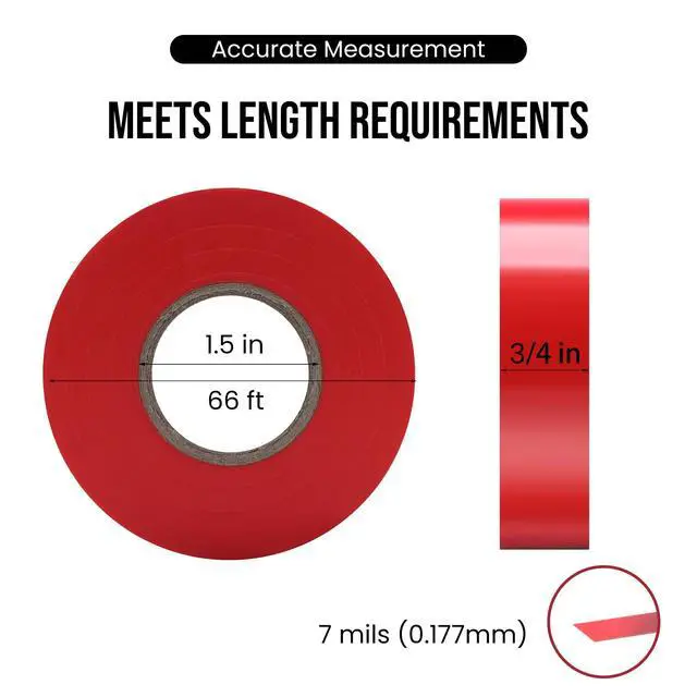 Alt view image 2 of 7 - 6 Pack Colored Electrical Tape Waterproof, 3/4 in x 66ft, UL/CSA | 6 Colors, High-temperature Resistant, Super Vinyl, Rainbow Electrical Tape