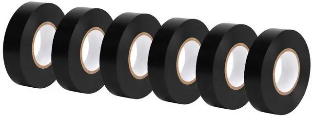 Main image of Electrical Adhesive Tape, Insulating with Strong Adhesive, for Home DIY, Repairs, Electrical, Automotive and Equipment, 3/4" x 60', Black, 6-Pack