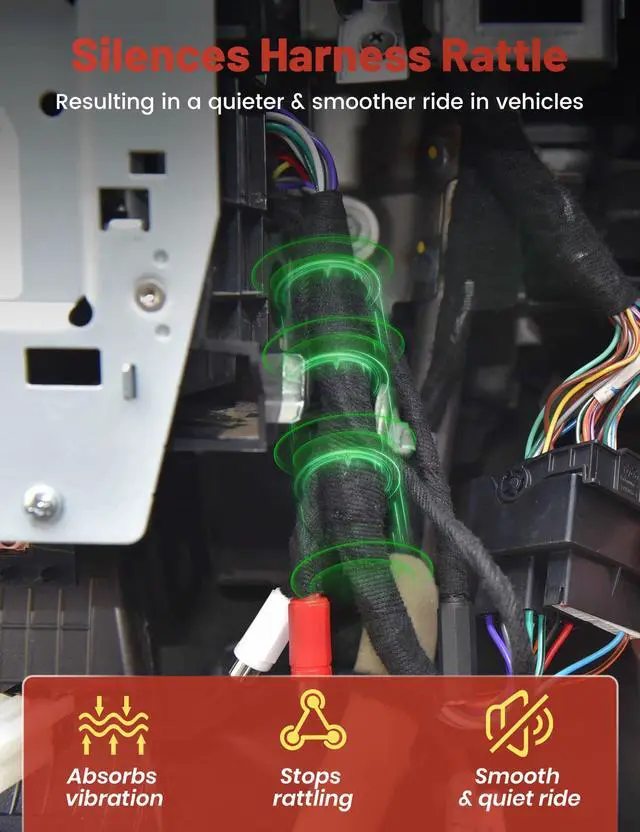 Alt view image 4 of 7 - Wiring Harness Tape High Temp Wire Cable Loom Self-Adhesive Fabric Tape for Electrical Automotive Engine Harness Wrap Protection Noise Damping Cables Fixed 3/4 Inch x 50 FT 5 Rolls