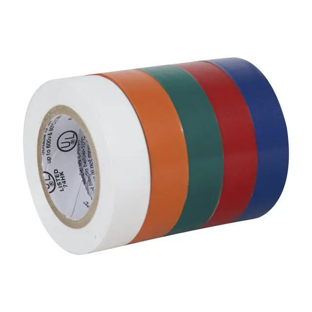Alt view image 2 of 3 - Brand Colored Electrical Tape, 1/2-Inch by 20 Feet, 5-Pack of Rolls, Multi-Color (299020)