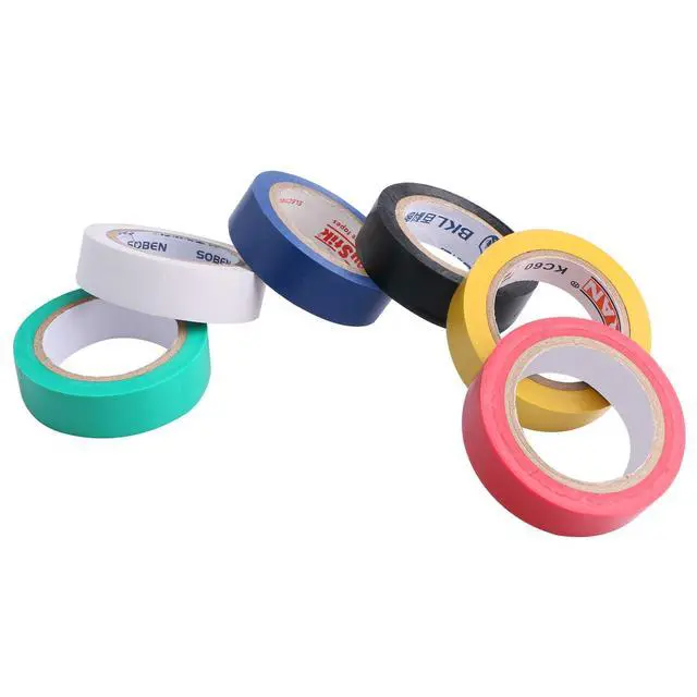 Alt view image 6 of 6 - 6 pcs General Purpose Electrical Tape PVC Electrical Wire Insulating Tape Assorted Colors