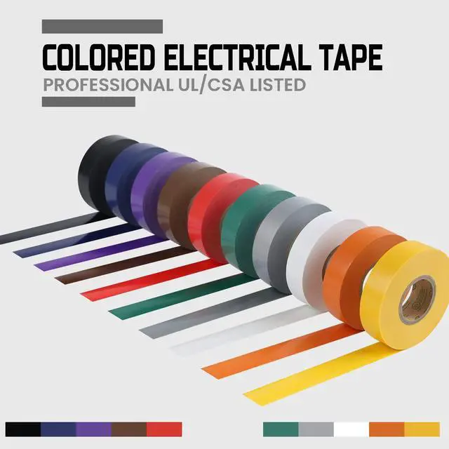 Alt view image 4 of 7 - 10-Pack Colored Electrical Tape Waterproof,3/4 inx66ft,Industrial Grade UL/CSA Listed High Temp Electrical Tape 10 Colors Electric Super Vinyl