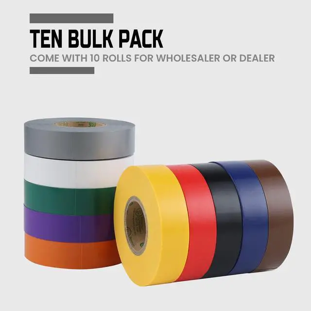 Alt view image 5 of 7 - 10-Pack Colored Electrical Tape Waterproof,3/4 inx66ft,Industrial Grade UL/CSA Listed High Temp Electrical Tape 10 Colors Electric Super Vinyl