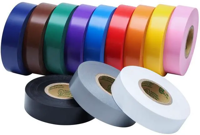 Main image of 12 Pack Colored Electrical Tape Waterproof, 3/4 in x 66ft, Industrial Grade UL/CSA Listed High Temp Electrical Tape Colors Electric Super Vinyl, 1275C1