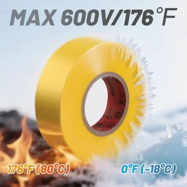 Alt view image 4 of 7 - 10 Pack Colored Electrical Tape 3/4 Inch x 66 Ft Industrial Grade UL/CSA Listed 7 Mil Thick Flame Retardant High Temp Vinyl Electrical PVC Tape Electric Insulation Rated 600V