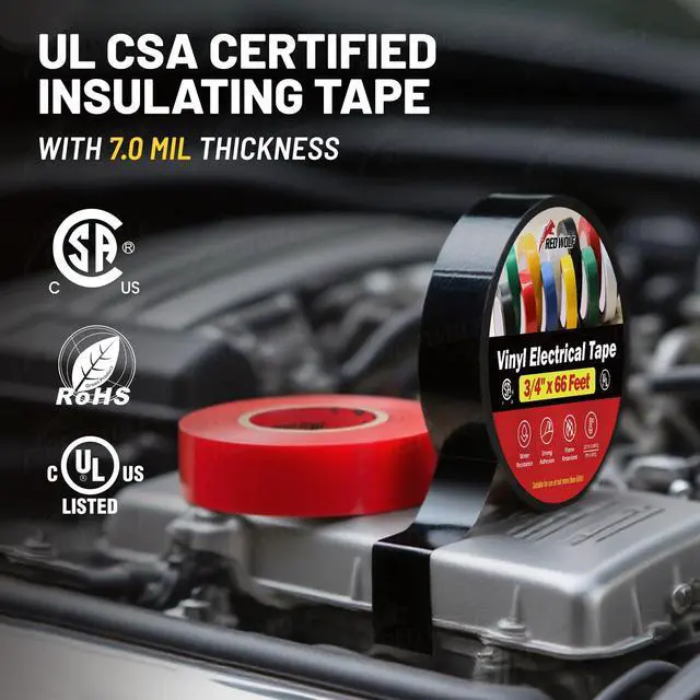Alt view image 2 of 7 - 10 Pack Colored Electrical Tape 3/4 Inch x 66 Ft Industrial Grade UL/CSA Listed 7 Mil Thick Flame Retardant High Temp Vinyl Electrical PVC Tape Electric Insulation Rated 600V