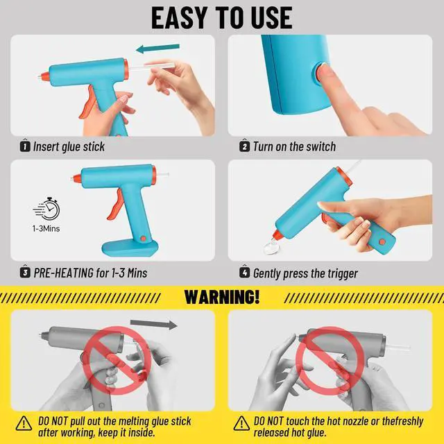 Alt view image 5 of 7 - Hot Glue Gun, Cordless Hot Glue Gun, 90s Fast Heating, Mini glue gun and sticks set with 2600mAh Type-C Rechargeable,30 Premium Glue Sticks, Ideal for DIY Crafts, Home Repairs, Creative Projects