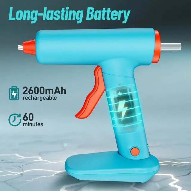 Alt view image 3 of 7 - Hot Glue Gun, Cordless Hot Glue Gun, 90s Fast Heating, Mini glue gun and sticks set with 2600mAh Type-C Rechargeable,30 Premium Glue Sticks, Ideal for DIY Crafts, Home Repairs, Creative Projects