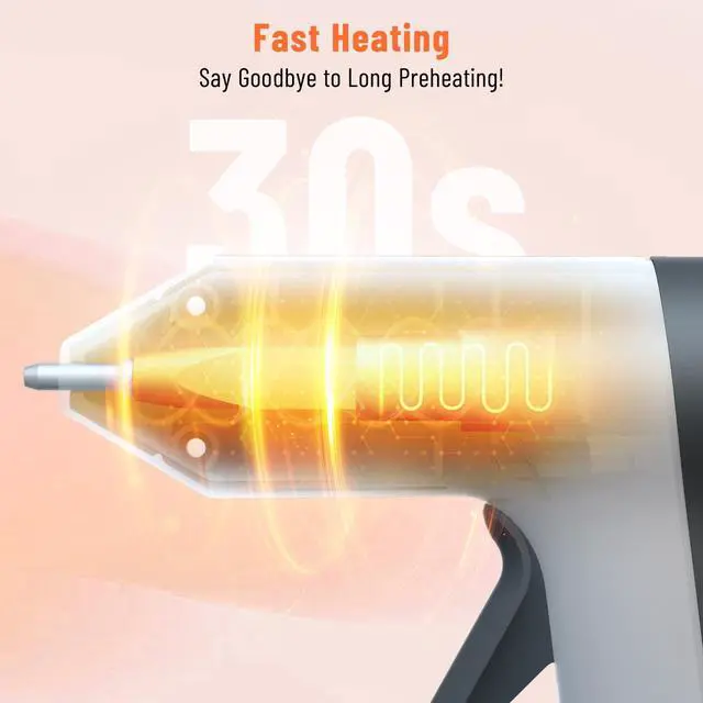 Alt view image 3 of 6 - Cordless Hot Glue Gun Kit, Mini Glue Gun, Auto Shut-Off, White | 2500mAh Rechargeable Battery, Mini Size, 30s Fast Heat-Up, 20 Glue Sticks, DIY Crafts, School Projects, Anti-Drip Nozzle