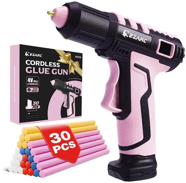 Main image of Cordless Hot Glue Gun, 15s Fast Heating, 30 Mini Glue Sticks, Pink | Mini Glue Gun, USB-C Rechargeable, 2500mAh, Auto Power-Off, Anti-Drip for Art, Crafts, Decorations, Home Repairs