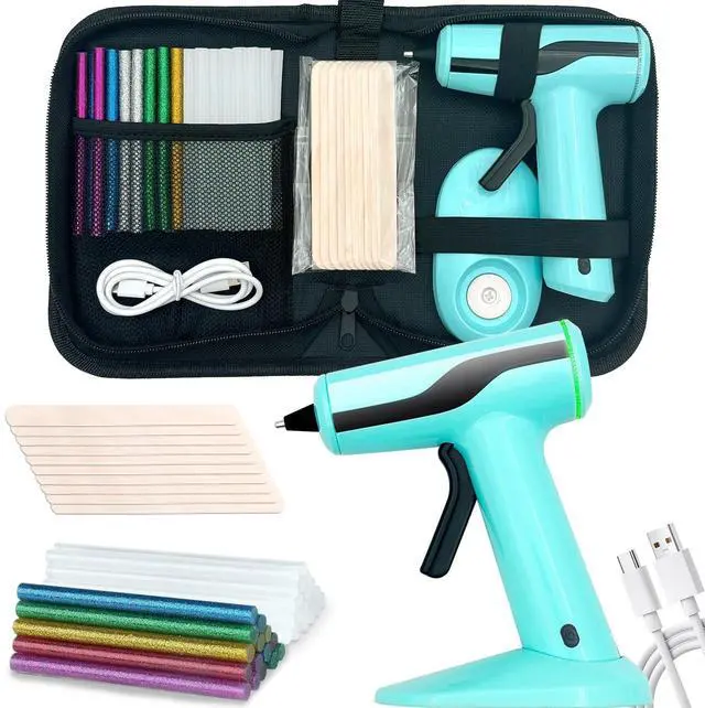 Main image of Cordless Hot Glue Gun, Rechargeable Hot Melt Glue Gun 2.2A Built-in Battery | Smart Power-Off, Mini Glue Gun Kit with 30pcs Premium Glue Sticks, 10pcs Wood Craft Sticks, Case for DIY, Arts &Crafts
