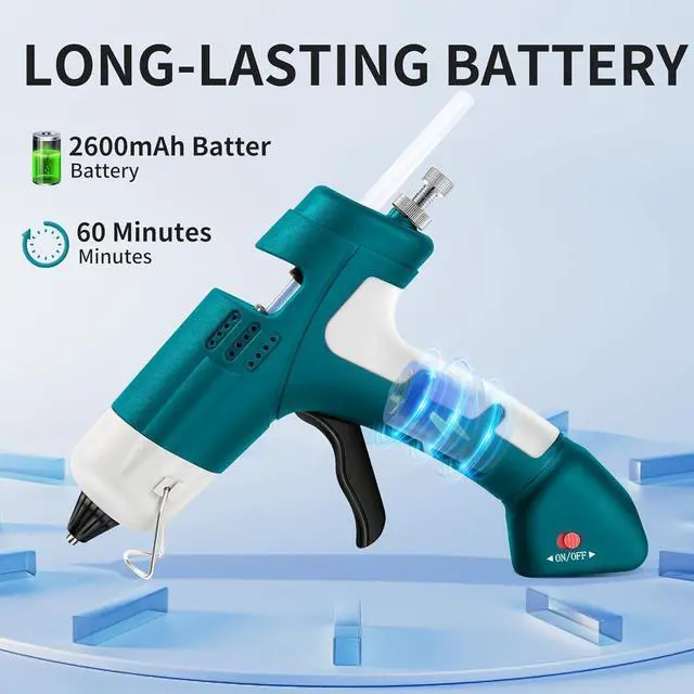 Alt view image 4 of 7 - Cordless Hot Glue Gun with with 30 Sticks, Rechargeable 2.6Ah Fast Heating | 20W Anti-Drip Glue Gun and Sticks Set (0.27"×6") USB-C Rechargeable for School Crafts DIY Making Repairs