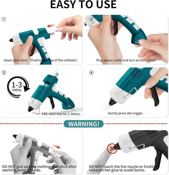 Alt view image 5 of 7 - Cordless Hot Glue Gun with with 30 Sticks, Rechargeable 2.6Ah Fast Heating | 20W Anti-Drip Glue Gun and Sticks Set (0.27"×6") USB-C Rechargeable for School Crafts DIY Making Repairs