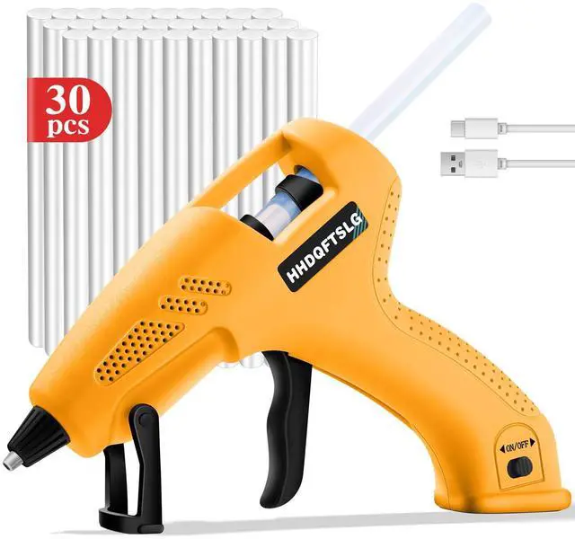 Main image of Cordless Hot Glue Gun Kit with 30 Sticks, Fast Heating 2.6Ah Rechargeable | 20W Anti-Drip Glue Gun and Sticks Set (0.27"×6") USB-C Rechargeable Mini Glue Gun Ideal for School Crafts DIY Making Repairs