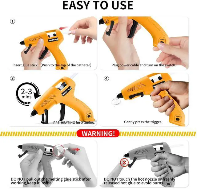 Alt view image 5 of 7 - Cordless Hot Glue Gun Kit with 30 Sticks, Fast Heating 2.6Ah Rechargeable | 20W Anti-Drip Glue Gun and Sticks Set (0.27"×6") USB-C Rechargeable Mini Glue Gun Ideal for School Crafts DIY Making Repairs