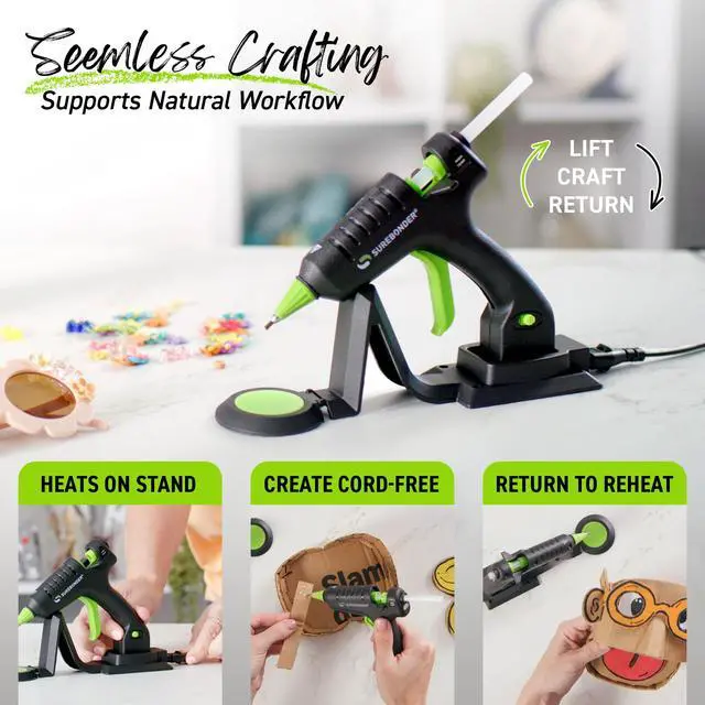 Alt view image 4 of 7 - Cordless/Corded High-Temperature Mini Hot Glue Gun with Fine Tip for Detailed Crafting and DIY Projects, 20 Watts (CL-195F)