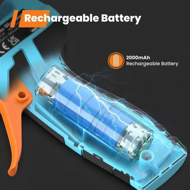 Alt view image 3 of 6 - Cordless Hot Glue Gun Kit, 2Ah Battery, Includes 25 Glue Sticks | 15s Fast Preheating, Glue Gun and Sticks Set, Smart Power-off, Anti-Drip for School Crafts, DIY Arts, Home Repairs