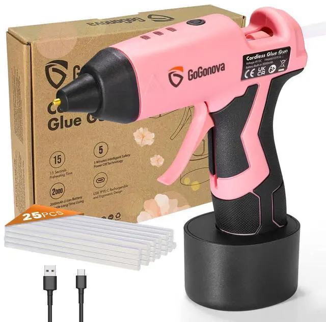 Main image of Cordless Hot Glue Gun Kit, 2Ah Battery, Includes 25 Glue Sticks | 15s Fast Preheating, Glue Gun and Sticks Set, Smart Power-off, Anti-Drip for School Crafts, DIY Arts, Home Repairs