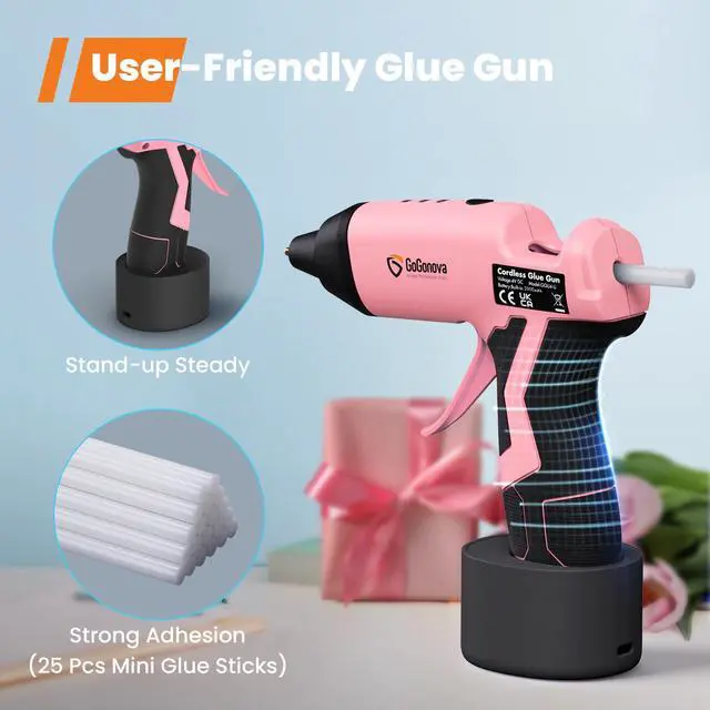 Alt view image 5 of 6 - Cordless Hot Glue Gun Kit, 2Ah Battery, Includes 25 Glue Sticks | 15s Fast Preheating, Glue Gun and Sticks Set, Smart Power-off, Anti-Drip for School Crafts, DIY Arts, Home Repairs