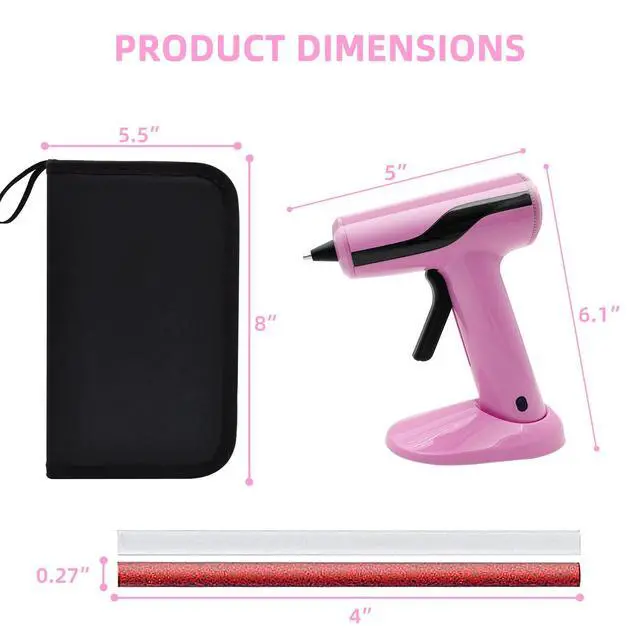 Alt view image 5 of 7 - Cordless Hot Glue Gun Kit with 30pcs Mini Glue Sticks, USB Rechargeable Mini Glue Gun with Carrying Case, Stand-Up Base, Smart Power-Off Hot Melt Glue Gun for Crafting, Pink