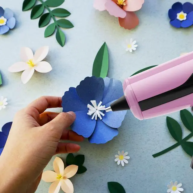 Alt view image 7 of 7 - Cordless Hot Glue Gun Kit with 30pcs Mini Glue Sticks, USB Rechargeable Mini Glue Gun with Carrying Case, Stand-Up Base, Smart Power-Off Hot Melt Glue Gun for Crafting, Pink