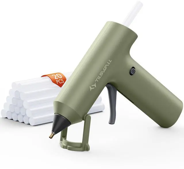 Main image of Cordless Hot Glue Gun W106s with Rechargeable 2Ah Green | 90s Fast Preheating, Glue Gun and Sticks Set (7×140mm), 20 Glue Sticks, Compact Ideal for School Crafts, DIY Making, Repairs