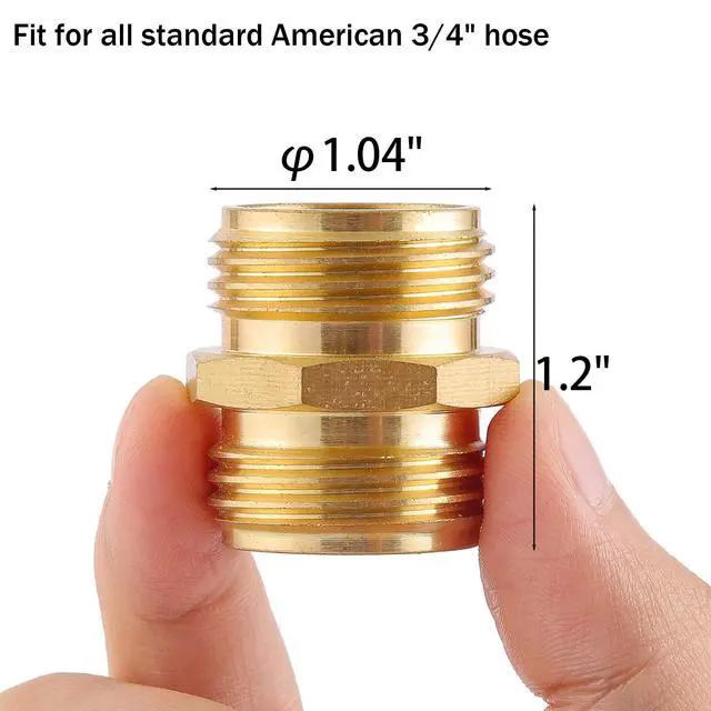 Alt view image 2 of 6 - Garden Hose Connector, Male to Male Hose Adapter, 3/4" GHT Double Male | 2 Pack 3/4 Inch Brass Water Hose Connector for Female Hose to Female Hose