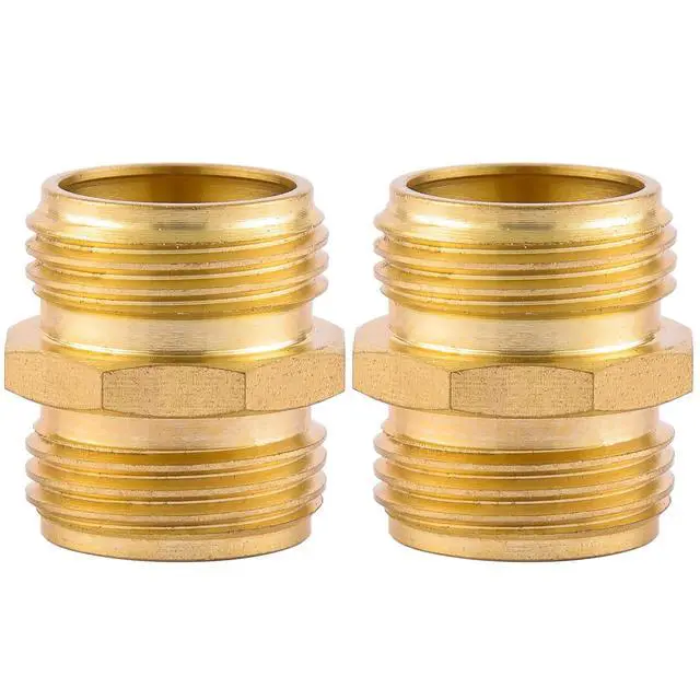 Alt view image 5 of 6 - Garden Hose Connector, Male to Male Hose Adapter, 3/4" GHT Double Male | 2 Pack 3/4 Inch Brass Water Hose Connector for Female Hose to Female Hose