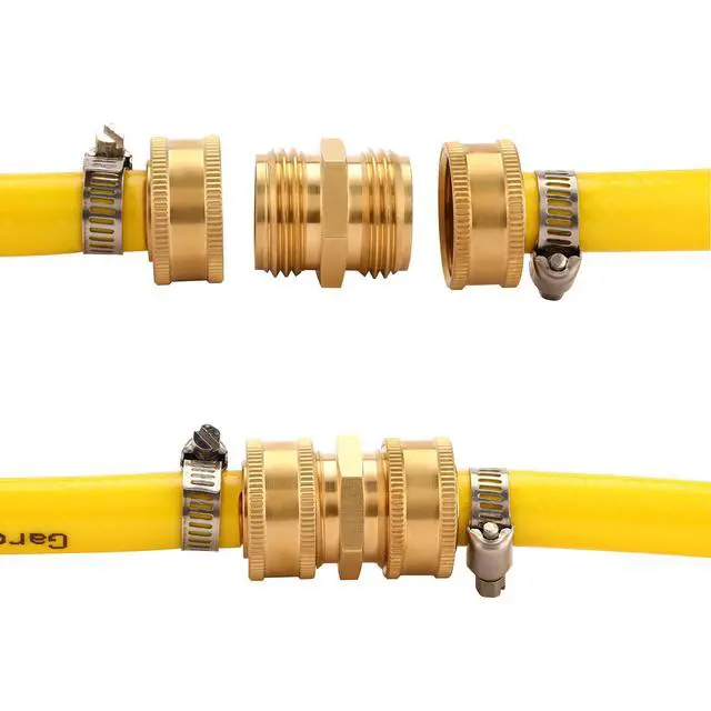 Alt view image 6 of 6 - Garden Hose Connector, Male to Male Hose Adapter, 3/4" GHT Double Male | 2 Pack 3/4 Inch Brass Water Hose Connector for Female Hose to Female Hose