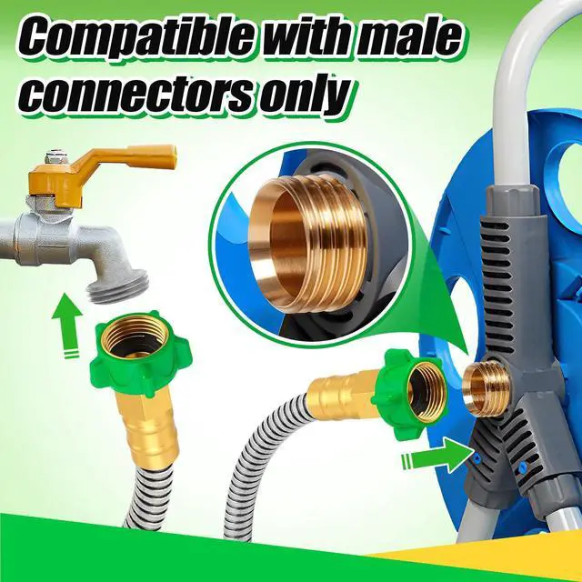 Alt view image 3 of 7 - 3ft Short Garden Hose with Female to Female Connector | Metal Leakproof Leader Hose for Hose Reel, Heavy Duty 304 Stainless Steel Flexible Hose for Outdoor Cleaning Car Pet