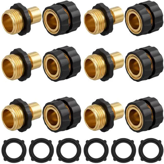 Main image of Garden Hose Quick Connector, 3/4 Inch Male and Female Garden Hose Fitting Quick Connector, 6 Set