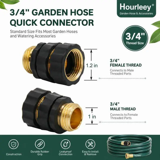 Alt view image 2 of 7 - Garden Hose Quick Connector, 3/4 Inch Male and Female Garden Hose Fitting Quick Connector, 6 Set