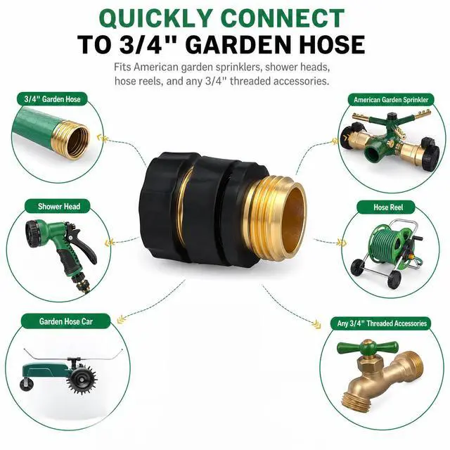 Alt view image 4 of 7 - Garden Hose Quick Connector, 3/4 Inch Male and Female Garden Hose Fitting Quick Connector, 6 Set