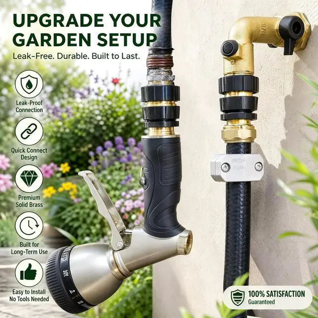 Alt view image 5 of 7 - Garden Hose Quick Connector, 3/4 Inch Male and Female Garden Hose Fitting Quick Connector, 6 Set