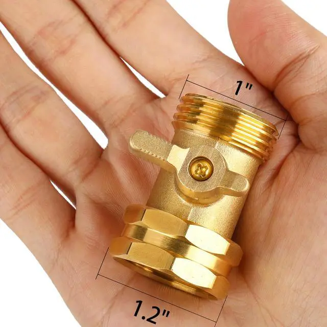 Alt view image 2 of 6 - 2 Pack Garden Hose Shut Off Valve - Extended Handle | 3/4" Heavy Duty Solid Brass Hose Connector Water Shut Off Valve Hose Shutoff Valve with 4 Pcs Hose Washers