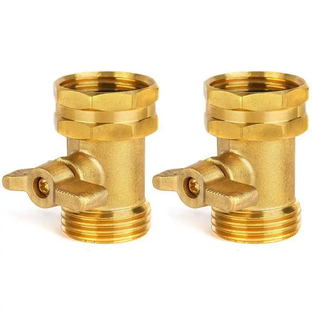 Alt view image 4 of 6 - 2 Pack Garden Hose Shut Off Valve - Extended Handle | 3/4" Heavy Duty Solid Brass Hose Connector Water Shut Off Valve Hose Shutoff Valve with 4 Pcs Hose Washers
