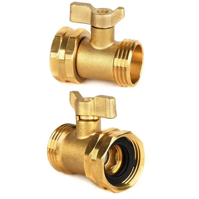 Alt view image 3 of 6 - 2 Pack Garden Hose Shut Off Valve - Extended Handle | 3/4" Heavy Duty Solid Brass Hose Connector Water Shut Off Valve Hose Shutoff Valve with 4 Pcs Hose Washers