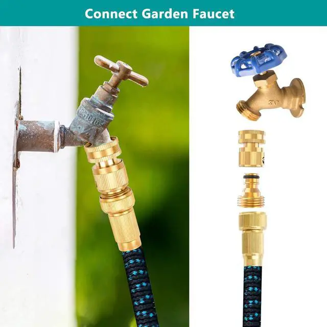 Alt view image 5 of 7 - Garden Hose Quick Connector, Solid Brass 3/4 Inch Thread Fitting No-Leak Water Hose Female and Male Easy Connect (6 Sets)