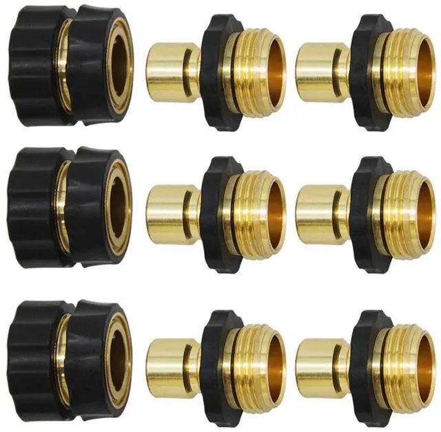 Main image of 3/4" Garden Hose Connector, 9 Pieces Garden Hose Quick Connect Fittings, Male and Female Quick Release Garden Hose Connector