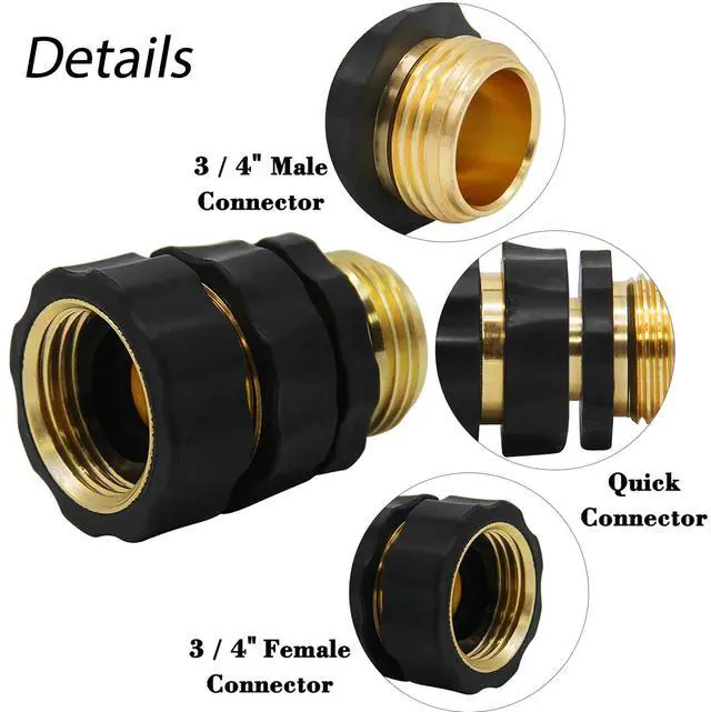 Alt view image 4 of 6 - 3/4" Garden Hose Connector, 9 Pieces Garden Hose Quick Connect Fittings, Male and Female Quick Release Garden Hose Connector