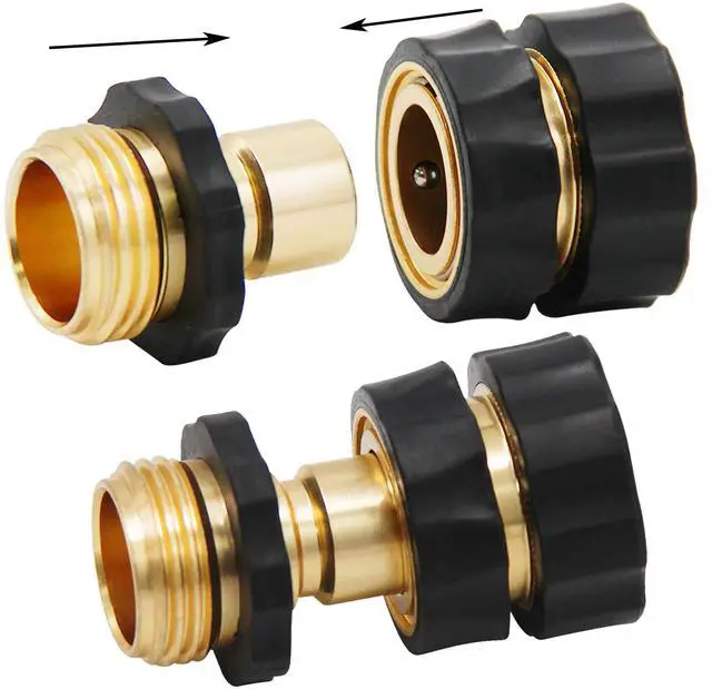 Alt view image 5 of 6 - 3/4" Garden Hose Connector, 9 Pieces Garden Hose Quick Connect Fittings, Male and Female Quick Release Garden Hose Connector