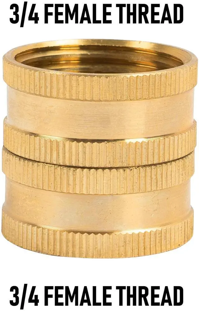 Alt view image 5 of 7 - Garden Hose Adapter, 3/4 Inch Solid Brass Hose Connectors, 2 Pack Hose Connector with 2 Extra Washers (Female to Female)