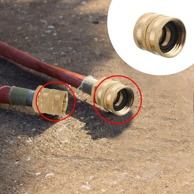 Alt view image 7 of 7 - Garden Hose Adapter, 3/4 Inch Solid Brass Hose Connectors, 2 Pack Hose Connector with 2 Extra Washers (Female to Female)