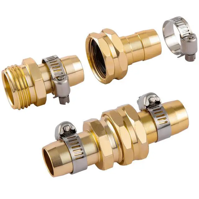Alt view image 5 of 6 - Garden Hose Repair Connector Kit, Fit for 3/4" or 5/8" Garden Hose Fitting | 5 Set Male and Female Hose Adapter, Water Hose Repair Kit with Clamps