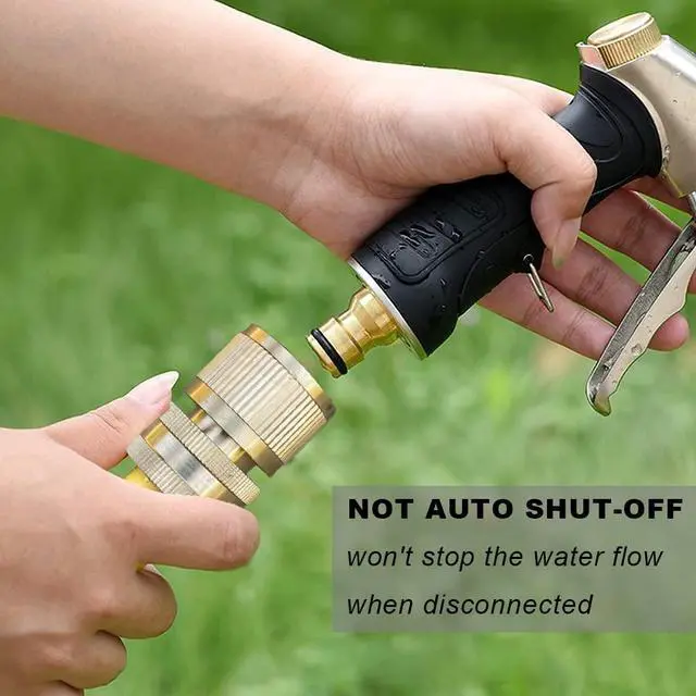 Alt view image 3 of 6 - Brass Hose Quick Connect, 3/4 Inch GHT Garden Hose Quick Connector | No-Leak Water Hose Quick Connect Fittings Male and Female - 2Packs