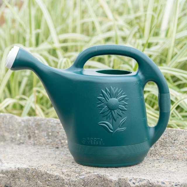 Alt view image 2 of 5 - Classic 2-Gallon Watering Can Outdoor, Hunter Green | Made in USA; capacity markings; detachable nozzle for precise pour; wide spout for showering; durable UV-resistant plastic