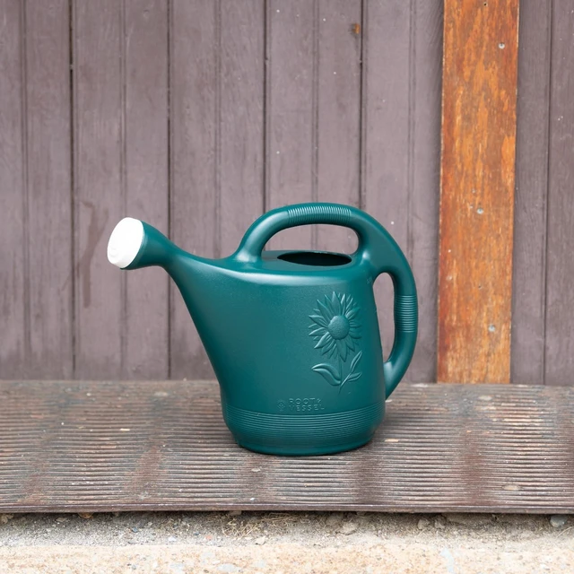 Alt view image 4 of 5 - Classic 2-Gallon Watering Can Outdoor, Hunter Green | Made in USA; capacity markings; detachable nozzle for precise pour; wide spout for showering; durable UV-resistant plastic