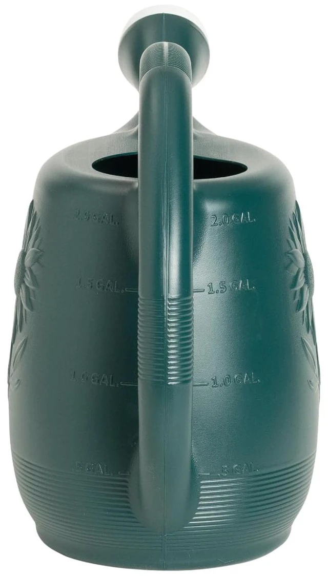 Alt view image 5 of 5 - Classic 2-Gallon Watering Can Outdoor, Hunter Green | Made in USA; capacity markings; detachable nozzle for precise pour; wide spout for showering; durable UV-resistant plastic